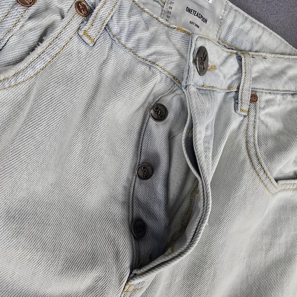 One Teaspoon Skirt Womens 32 Light Wash 2020 Mini Denim Jean Button Fly Distress - Picture 8 of 11